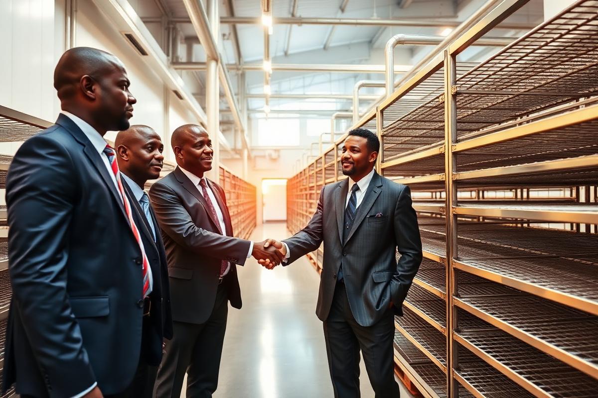 Investisseurs africains visitant une unité de transformation agroalimentaire